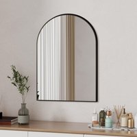 Wandspiegel Schwarz 50x70cm Schwarz Spiegel Rundbogen mit Metall Rahmen Badezimmer Spiegel Schwarz Dekorative Spiegel für Badezimmer, Waschräume, von BOROMAL