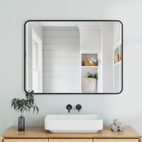Wandspiegel Schwarz Metall 80x60 cm Rechteckig Wand Spiegel Bad für Flur, Wohnzimmer, Bad oder Garderobe von BOROMAL