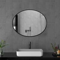 Boromal - Wandspiegel Schwarz Oval 50x70cm Badspiegel 70x50cm Wand Spiegel Schwarz Badspiegel Metallrahmen Kosmetikspiegel von BOROMAL