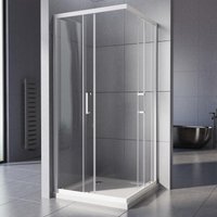 Weiße Duschkabine, 75x90x185cm Weiße Duschkabine Eckeinstieg, Weiße Duschkabine Schiebetür Duschabtrennung Doppel Schiebetür Echtglas Duschtür von BOROMAL
