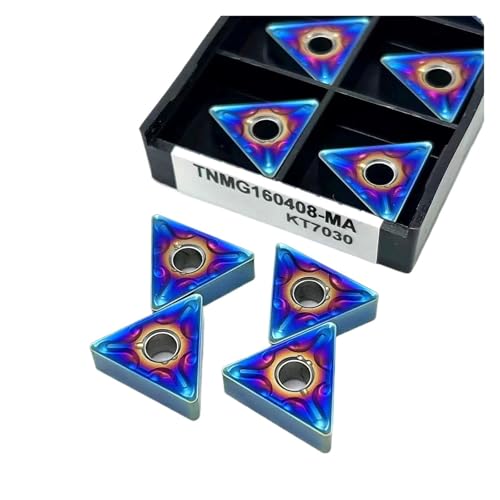Drehmesser aus Metall, 10 Stück, TNMG160404, TNMG160408-MA KT7030, Werkzeug für Außendrehwerkzeug, blaue Flammen-Serie Fräsklingen (TNMG160408-MA KT7030) von BORRGTU