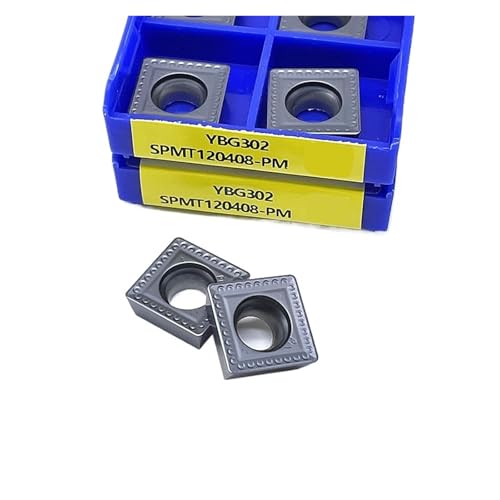 Indexierbare Drehklinge aus Metall 10 Stück SPMT120408-PM YBG302 Außendrehwerkzeug aus Hartlegierung Schneidwerkzeug für Drehmaschine Werkzeug zum Drehen von BORRGTU