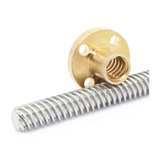 Metall Kugelumlaufmutter 2 Stück T8 Steuerschraube Gewinde 8mm mit Messingmutter 2mm Steigung 16mm 100mm-550mm Drucker Trapezstange (450mm) von BORRGTU