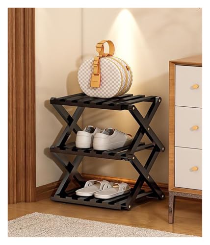 BORSAD Faltbar Schuhregal Platzsparend Möbel Stauraum Aufbewahrung Schmal Hoch Kleines Stapelbar Faltbares Schuhablage Vorzimmer Offen Schmales Schuregal Bambusrega 2 3 4 5 6 7 8 Stufel(Weiß,3 Layer) von BORSAD