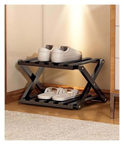 Faltbar Schuhregal Platzsparend Möbel Stauraum Aufbewahrung Schmal Hoch Kleines Stapelbar Faltbares Schuhablage Vorzimmer Offen Schmales Schuregal Bambusrega 2 3 4 5 6 7 8 Stufel(Weiß,2 Schicht) von BORSAD