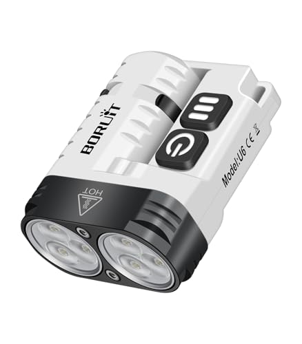 BORUIT U6 Taschenlampe LED Aufladbar 1600 Lumen, Mini A/C-C mit IP68 Wasserdicht Taschenlampen, Clip Magnet EDC Klein Flashlight Für Camping Notfall von BORUIT