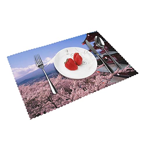 Mount Fuji Japan Platzsets und Untersetzer 4er Set, Tischmatten rutschfest waschbar hitzebeständig Küche Esszimmer Tischsets für Zuhause Restaurant Mount Fuji Japan Platzsets und Untersetzer 4er Set, Tischmatten rutschfest waschbar hitzebeständig Küche Esszimmer Tischsets für Zuhause Restaurant von BORWTGY