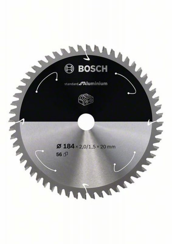 Bosch Akku-Kreissägeblatt Standard for Aluminium, 184 x 2/1,5 x 20, 56 Zähne 2608837768 von BOSCH-Zubehör