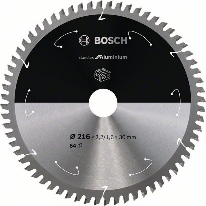 Bosch Akku-Kreissägeblatt Standard for Aluminium, 216 x 2,2/1,6 x 30, 64 Zähne 2608837776 von BOSCH-Zubehör