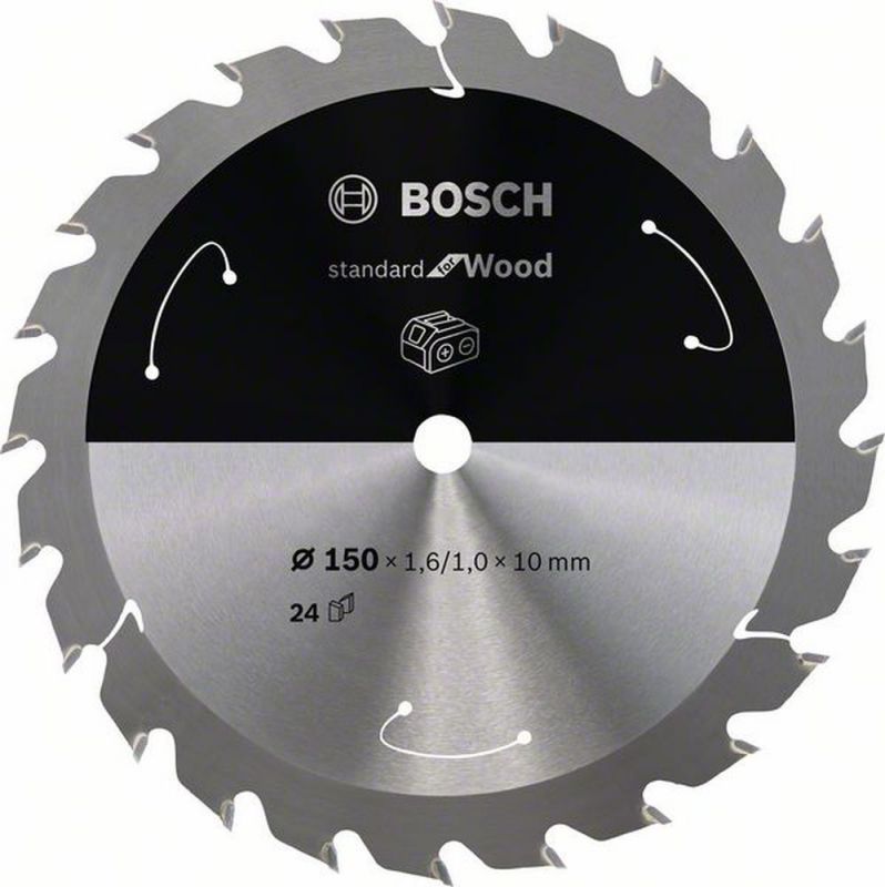 Bosch Akku-Kreissägeblatt Standard for Wood, 150 x 1,6/1 x 10, 24 Zähne 2608837673 von BOSCH-Zubehör