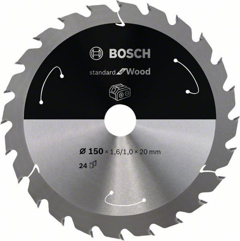 Bosch Akku-Kreissägeblatt Standard for Wood, 150 x 1,6/1 x 20, 24 Zähne 2608837674 von BOSCH-Zubehör