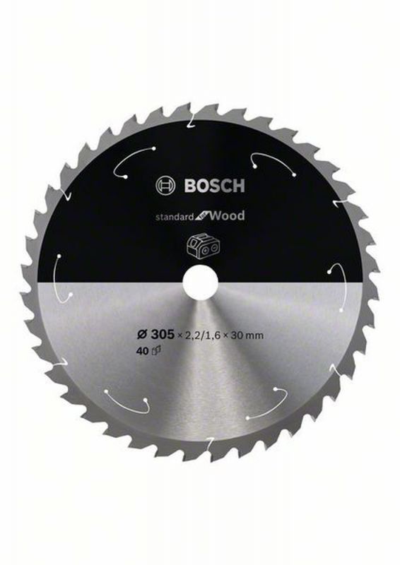 Bosch Akku-Kreissägeblatt Standard for Wood, 305 x 2,2/1,6 x 30, 40 Zähne 2608837741 von BOSCH-Zubehör