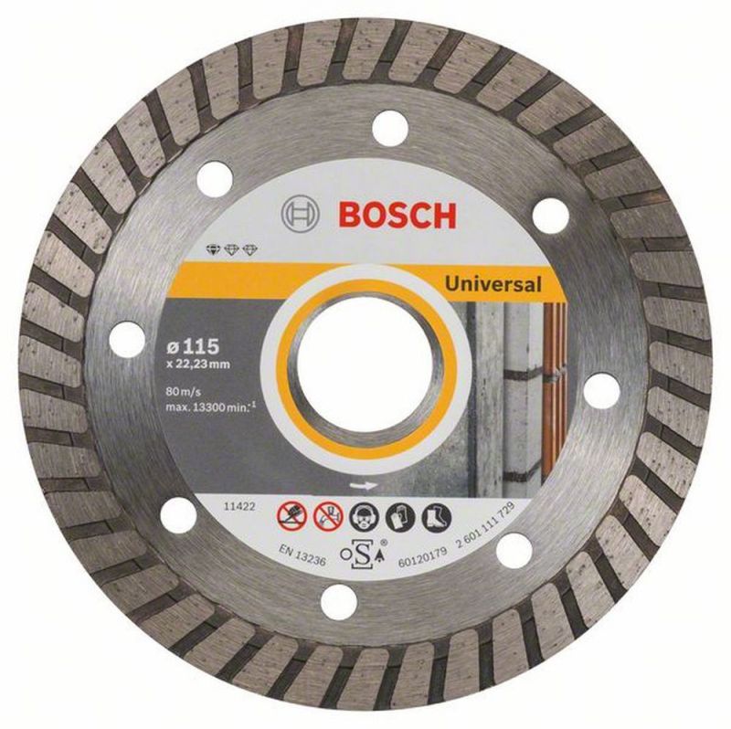 Bosch Diamanttrennscheibe Standard for Universal Turbo, 115x22,23x2x10 mm, 1er-Pack 2608602393 von BOSCH-Zubehör