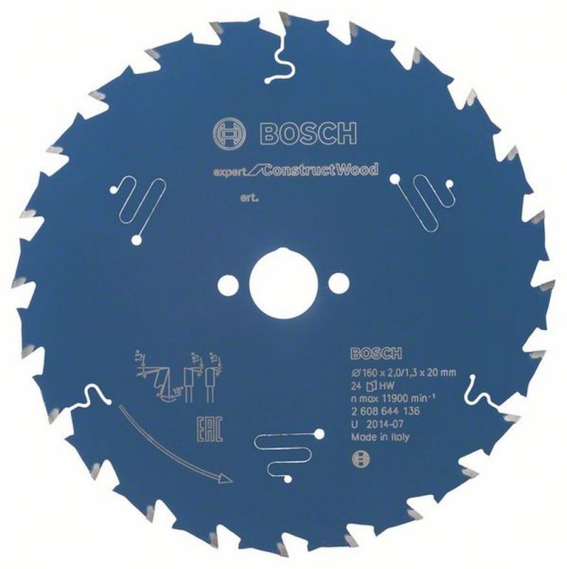 Bosch Kreissägeblatt Expert for Construct Wood, 160 x 20 x 2,0 mm, 24 2608644136 von BOSCH-Zubehör