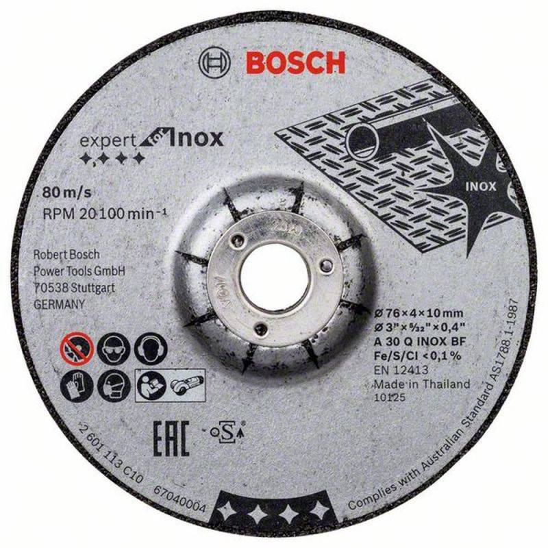 Bosch Schruppscheibe Expert for Inox A 30 Q INOX BF, 76 x 4 x 10 mm, 2 Stck 2608601705 von BOSCH-Zubehör
