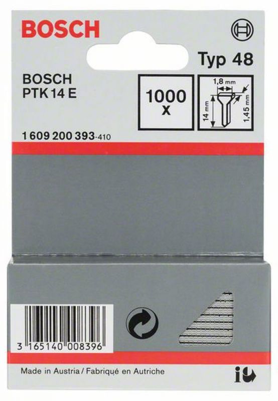 Bosch Tackernagel Typ 48, 1,8 x 1,45 x 14 mm, 1000er-Pack 1609200393 von BOSCH-Zubehör