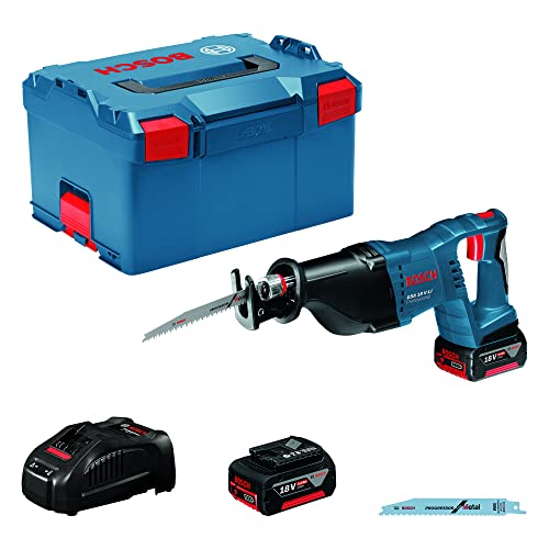 Bosch Professional Säbelsäge, Schwarz, Blau, mit 2x5.0Ah Akku plus Schnellladegerät von Bosch Professional