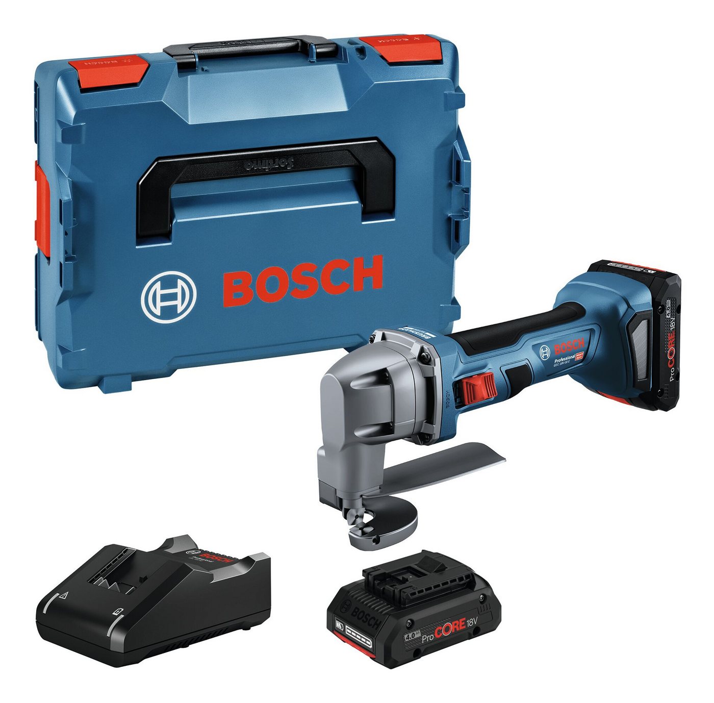 BOSCH Akku-Blechschere GSC 18V-16 E, 18 in V, Mit 2x Akku ProCORE 4 Ah - in L-BOXX 136 von BOSCH