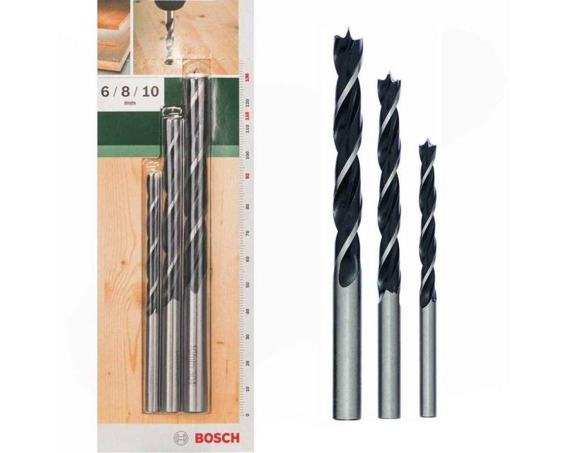 BOSCH Holzbohrer Bosch 3tlg. Dübel Holzbohrer-Set zylindrisch Bohrer-Ø 6/8/10 mm von BOSCH