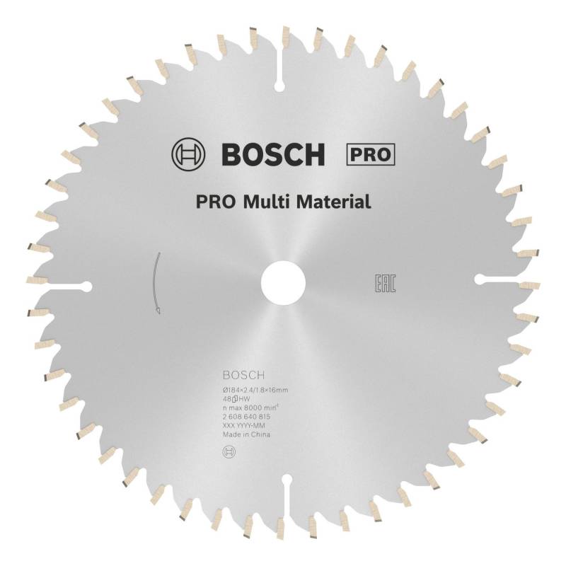 BOSCH Kreissägeblatt Pro Multi Material, 184 x 2,4 x 16 mm, 48 Zähne, für Netz-Handkreissägen von BOSCH