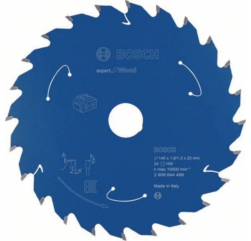 BOSCH Kreissägeblatt Akku-Kreissägeblatt Expert for Wood, 140 x 1.8/1.3 x 20 2608644499 von BOSCH