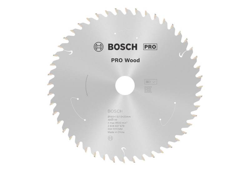 BOSCH Kreissägeblatt Pro Wood cordless, 160 x 1,5 x 20 mm, 48 Zähne, für Akku-Handkreissägen von BOSCH