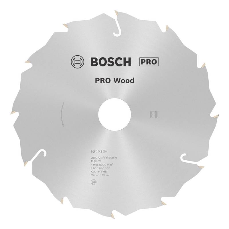 BOSCH Kreissägeblatt Pro Wood cordless, 190 x 2,4 x 30 mm, 12 Zähne, für Akku-Handkreissägen von BOSCH