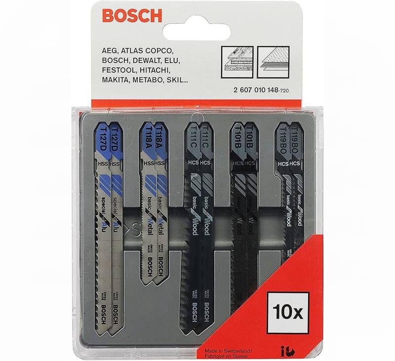 BOSCH Stichsägeblatt Bosch 10-teiliges Stichsägeblätter-Set für Holz und Metall von BOSCH
