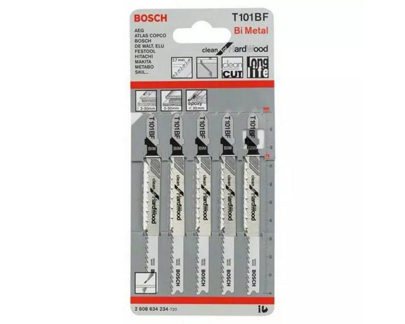 BOSCH Stichsägeblatt Bosch 5er Pack T101BF Stichsägeblatt Clean for HardWood von BOSCH