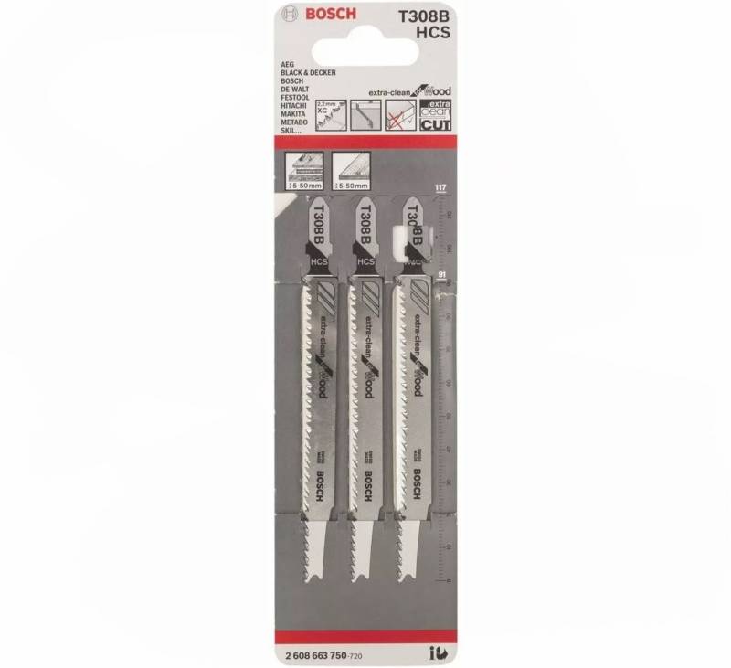 BOSCH Stichsägeblatt Bosch Stichsägeblatt T308B Holz Wood 3 Stück von BOSCH