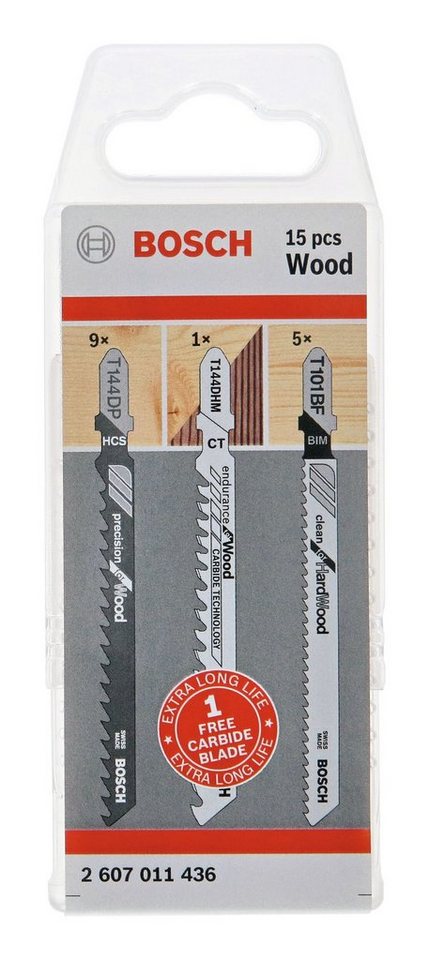 BOSCH Stichsägeblatt Pro (15 Teile), Set für Holz, T-Schaft, 15-teilig von BOSCH