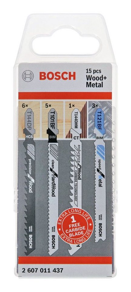 BOSCH Stichsägeblatt Pro (15 Teile), Set für Holz und Metall, T-Schaft, 15-teilig von BOSCH