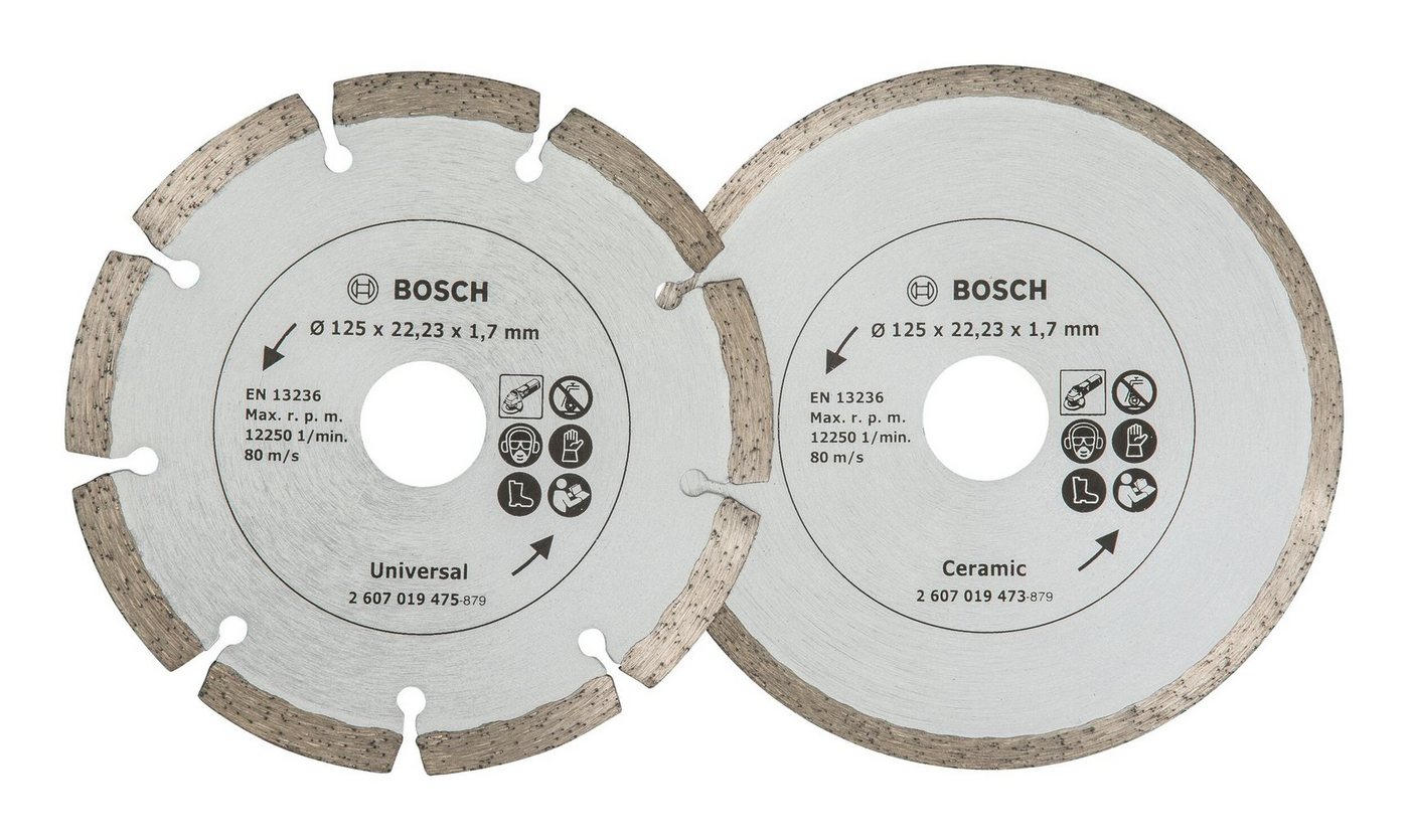 BOSCH Trennscheibe, (2 Stück), Für Fliesen und Baumaterial Diamanttrennscheibe - 125 mm - 2er-Pack von BOSCH