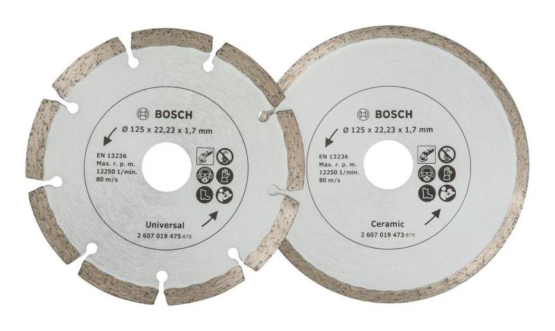 BOSCH Trennscheibe, (2 Stück), Für Fliesen und Baumaterial Diamanttrennscheibe - 125 mm - 2er-Pack von BOSCH