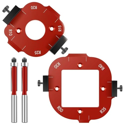 2 Stück 4-in-1 Bogenwinkelschneider, Fräserschablonen für Holzbearbeitung, Bogenpositionierung mit Trimmschneider, Radiusvorrichtung. von BOSENIYU