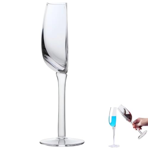 BOSENIYU Halbe Weingläser Becher 2er Set, Lustiges wiederverwendbares Weinglas in der Hälfte geschnittenes Glas, langstieliges halbrundes Rotweinglas. (1 Pcs) von BOSENIYU