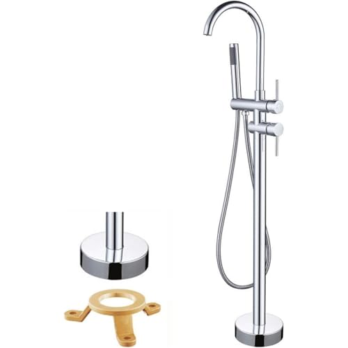 2-Modus-Badewannenarmatur mit Handbrause, 360° drehbarer Auslauf, bodenmontierte Badewannenarmatur von BOSHYUM