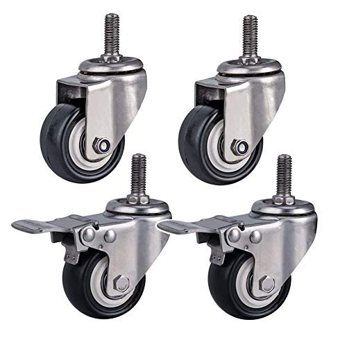 4 Möbelrollen 2 Zoll M8 / M10 / M12 Gewinde Leise Mit Bremse Edelstahlhalterung Universal-Transportrollen 250KG Doppellager von BOSHYUM