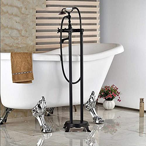 Badewanne wasserhahn Bodenmontage Stehend Öl Eingerieben Bronze Wanne Wasserhahn Füller Handbrause Hand von BOSHYUM