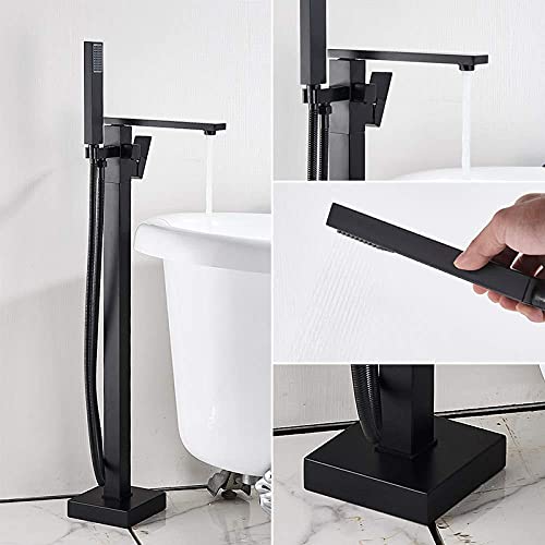 Badewannen-Bodenständer-Wasserhahn-Mischer Einhebelmischer 360-Grad-Drehauslauf mit ABS-Handbrause Badewannenmischer Dusche von BOSHYUM