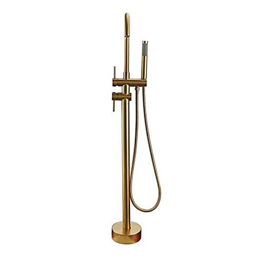 Badewannen-Standarmatur, Einhebelmischer, Handbrause aus Messing, Wannenmischer, Dusche mit 360°-Drehauslauf von BOSHYUM