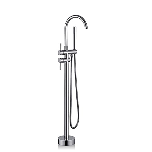 Badewannen-Standarmatur, Einhebelmischer, Handbrause aus Messing, Wannenmischer, Dusche mit 360°-Drehauslauf von BOSHYUM