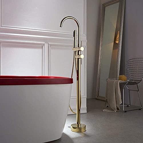 Badewannenarmatur Goldpolitur Badewanne Dusche Badewanne Standarmatur Einhandgriff Doppelsteuerung Kaltes Warmwasser Für Mischbatterie von BOSHYUM