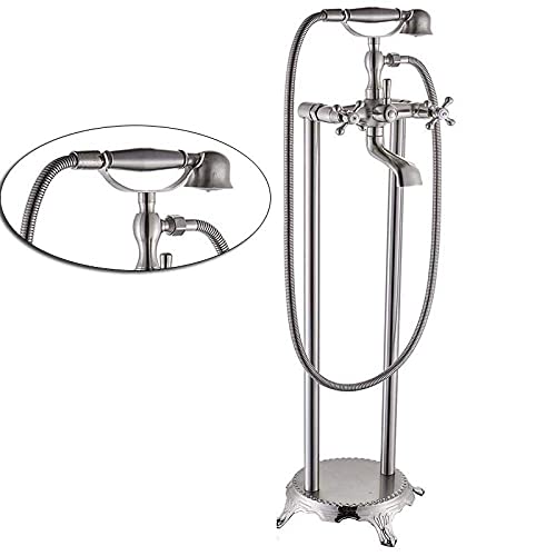 Bodenmontierter Badewannenmischer aus schwarzer Bronze mit zwei Griffen für Badewanne und Waschbecken von BOSHYUM