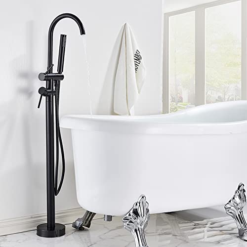Bodenstehender Badewannenhahn, freistehender Badezimmer-Duschhahn, schwenkbarer Auslauf, Kalt- und Warmwassermischbatterie von BOSHYUM