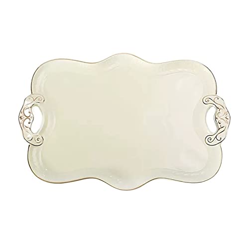 Europäisches rechteckiges Tablett aus Keramik, Home-Service-Tablett, Doppelgriff-Design, Teeservice-Tablett, dekoratives Tablett von BOSHYUM