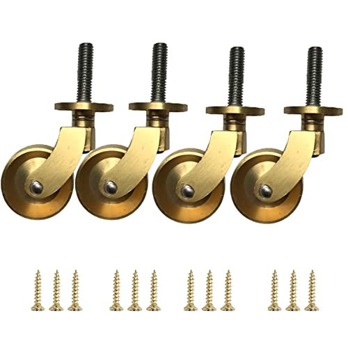 Lenkrollen aus antikem, poliertem Messing, 4er-Set – Universelle, solide Möbelrollen für Schränke, Sofas, Couchtische und Stühle – Gold-Finish, inkl. Schrauben von BOSHYUM
