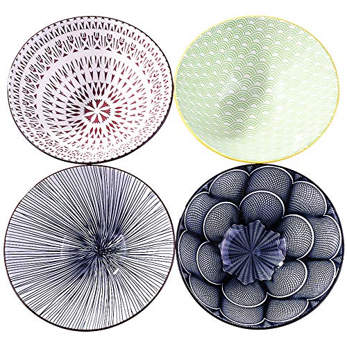 BOSILI Ramenschüssel aus Keramik, 17,8 cm, mikrowellengeeignet, Set mit 4 japanischen Instant-Nudelschalen von BOSILI