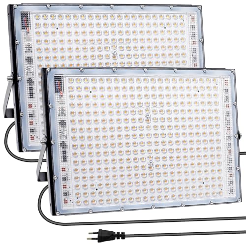 BOSITE LED Strahler 300W, 2 Stück Superhell LED Strahler Außen, 3000K Warmweiß Led Flutlicht, IP65 Wasserdicht Außenstrahler für Garten Sportplatz Garage Hof [Energieklasse E] von BOSITE
