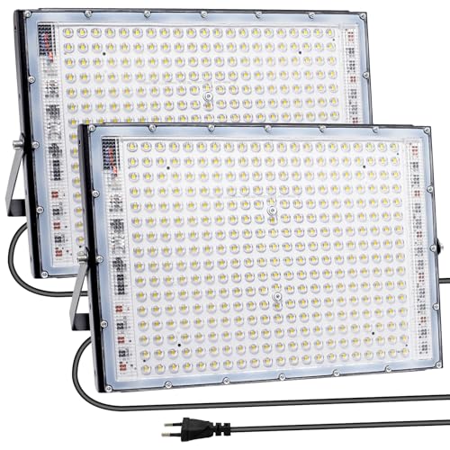 BOSITE LED Strahler 300W,2 Stück Superhell LED Strahler Außen, 6500K Kaltweiß Led Flutlicht, IP65 Wasserdicht Außenstrahler für Garten Sportplatz Garage Hof [Energieklasse E] von BOSITE